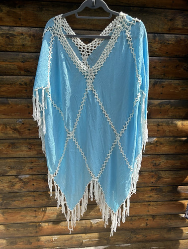 Women blue white crochet - blue, &