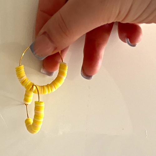 Yellow plastic hoop - hoop, earrings