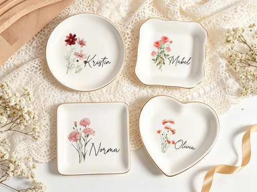 Personalized birth flower ring - personalized,