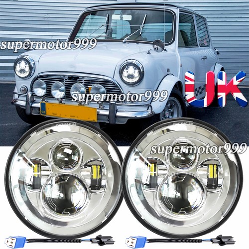 Chrome round led headlight - chrome,