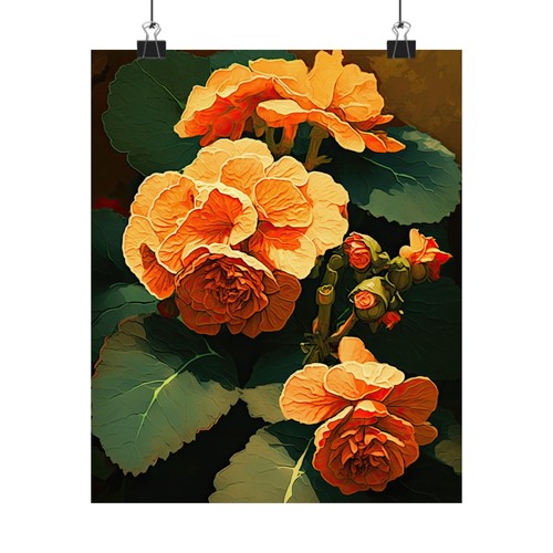 Orange begonia flowers poster - orange,