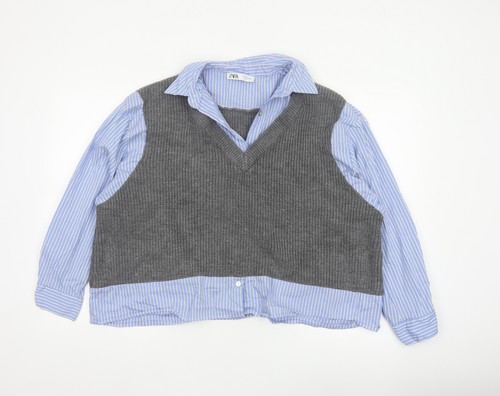 Zara women blue - stripe, shirt