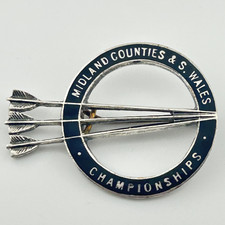 Vintage Midland Counties & S. Wales Championships Archery Enamel Pin Badge