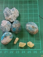 Blue Apatite and Yellow Crystals Unpolished/Polished