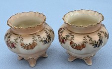 Pair Royal Worcester Hadley Miniature Hand Painted Vases