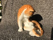 Large Lomonosov USSR Russian Cheetah / Leopard Animal Porcelain Figurine