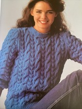 Knitting Pattern Ladies Cable Jumper Cotton For Animal Charity
