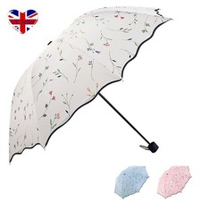 Ladies UV Protection Sun Rain Protection   Parasol Folding Flower Umbrella