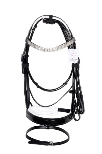 Leather show bridle diamante - leather,