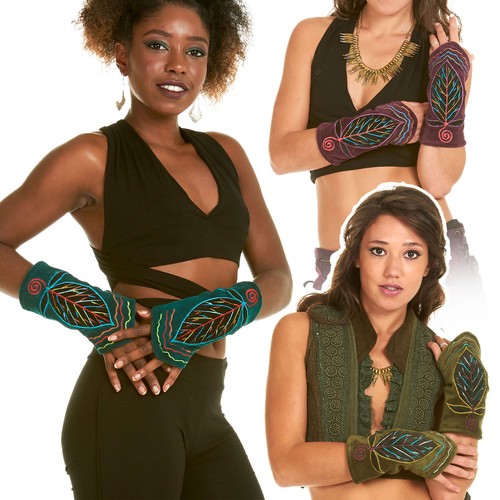 Velvet boho armwarmers - armwarmers, in