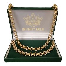 Womens 12mm Patterned Belcher Set B 8in Chain 18in 9ct Gold XP