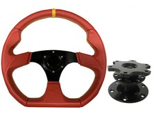 Red Aftermarket 350mm D1 Steering Wheel + Quick Release boss 42BK for NISSAN