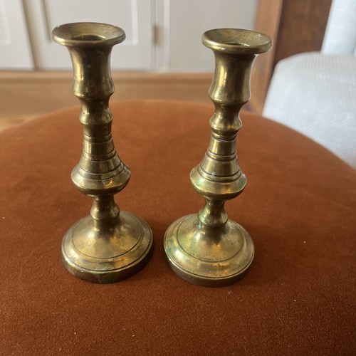 Pair vintage solid brass