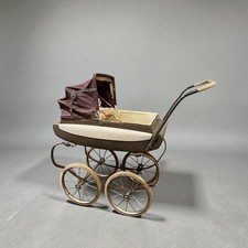 Tri-ang Coach Built Curved-base Doll's Pram With Vintage Doll