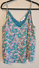 LOFT Tank Top Women Size Lrg Multi Floral 100% Polyester Sleeveless