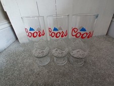 Coors Light Pint Glasses 20oz | Set of 3 Embossed Beer Glassware