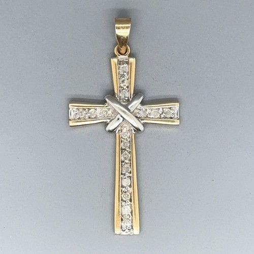 9ct colour diamond cross - bi-colour,