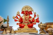 TBS Gold Plated Panchmukhi Hanuman Idol Orange Showpiece Temple Puja Mandir