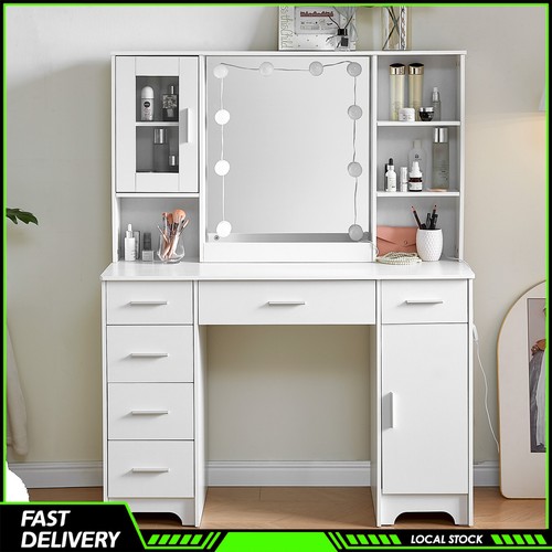 White vanity makeup desk - white,
