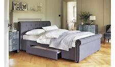 Newbury Double 2 Drawer Fabric Bed Frame Grey Stylish Bedroom Storage Solution