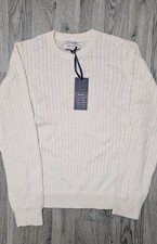 Jack Wills Ladies Merino Wool Blend Cream Cable Knit Sweater Size UK 12 New