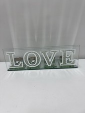 mirrored tealight candle holder with "LOVE" written in crushed crystal