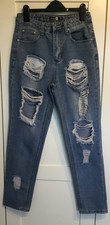 Ladies Boohoo Blue Ripped Jeans Size 8