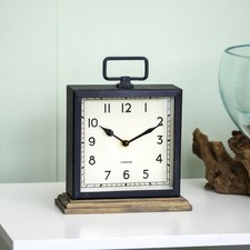 Metal Mantel Clock With Wood