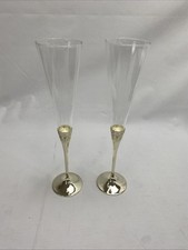 Pair of Vera Wang x Wedgwood With Love Silver Coloured Stem Champagne Flutes
