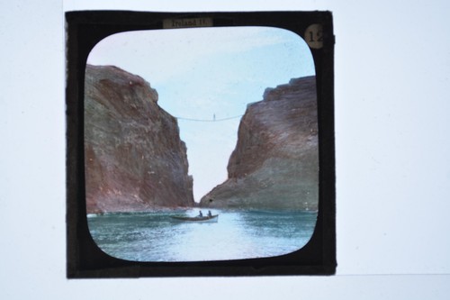 Rope bridge gorge cliffs boat - bridge,