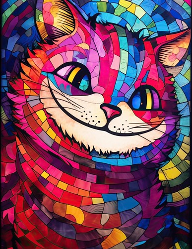 Cheshire cat faux stained - cheshire,