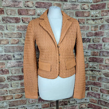 Victory Leather Orange Jacket UK 10 Crinkle Stretch Blazer