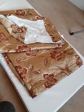 Dunelm Radley Terracotta & Gold Damask Curtains 117 X 182cm Pencil Pleat