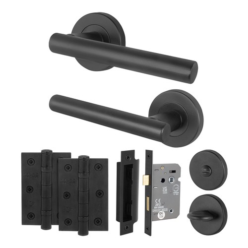 Black bathroom door - door, handles