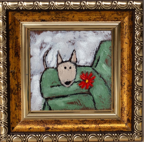Bull terrier dog miniature oil - terrier,