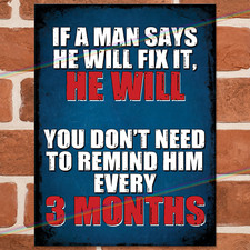 HE WILL FIX IT Funny Metal Signs Mancave Pub Shed Bar Garage Workshop Tin Sign