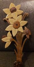 Wooden Multi Daffodil Flower Wall Plaque