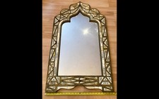 Vintage Huge Moroccan White Arch Bone Inlay Mirror 102 Cm Long x 60 Cm Wide Used