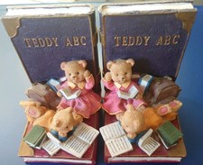 Hand painted Teddy Bear Book Ends Bookshelf Ornament Decoration See Description 