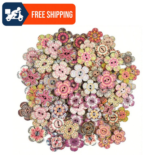 100pcs vintage wooden flower - 100pcs,
