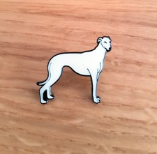 WHITE GREYHOUND DOG ENAMEL PIN