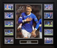 FRAMED JAMES TAVERNIER SIGNED GLASGOW RANGERS FOOTBALL PHOTO WITH PROOF & COA
