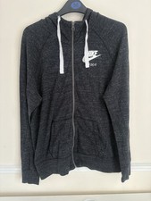 Women’s Nike Hoodie Sweatshirt Black Sportswear Gym Vintage Full Zip Size Large