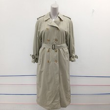 Burberry Vintage Wool Trench Coat UK 12 XP Petite Green Lined Classic RMF31-SM