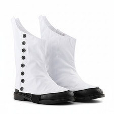 Scottish Highland Pipers Drummer Kilt Spats White & Black Buttons