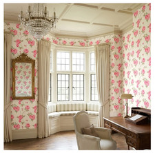 Pink Floral Wallpaper White