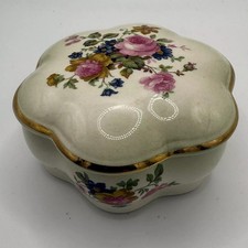 Vintage Royal Worcester Palissy Bone China Lidded Trinket Box roses