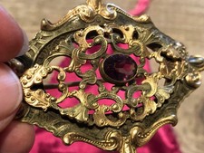 Antique Ornate Victorian Pinchbeck Amethyst Broach Pin