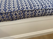 Upholstered Bench Seat Cushion 1220 Mm Wide Navy And Taupe Geometric Pattern
