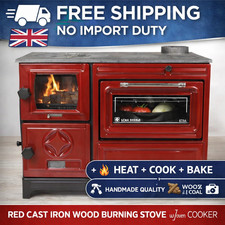 Red Cast Iron Wood Burning